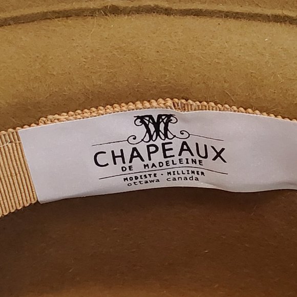 Olive felt small brim boater women's hat - Picture 2 of 3